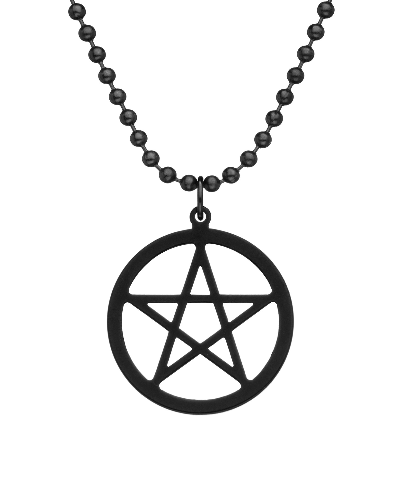 GI JEWELRY Military Issue Stainless Steel Pentacle Necklace - Black