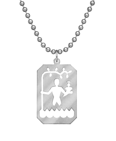 GI JEWELRY Military Issue Stainless Steel St. Christopher Necklace