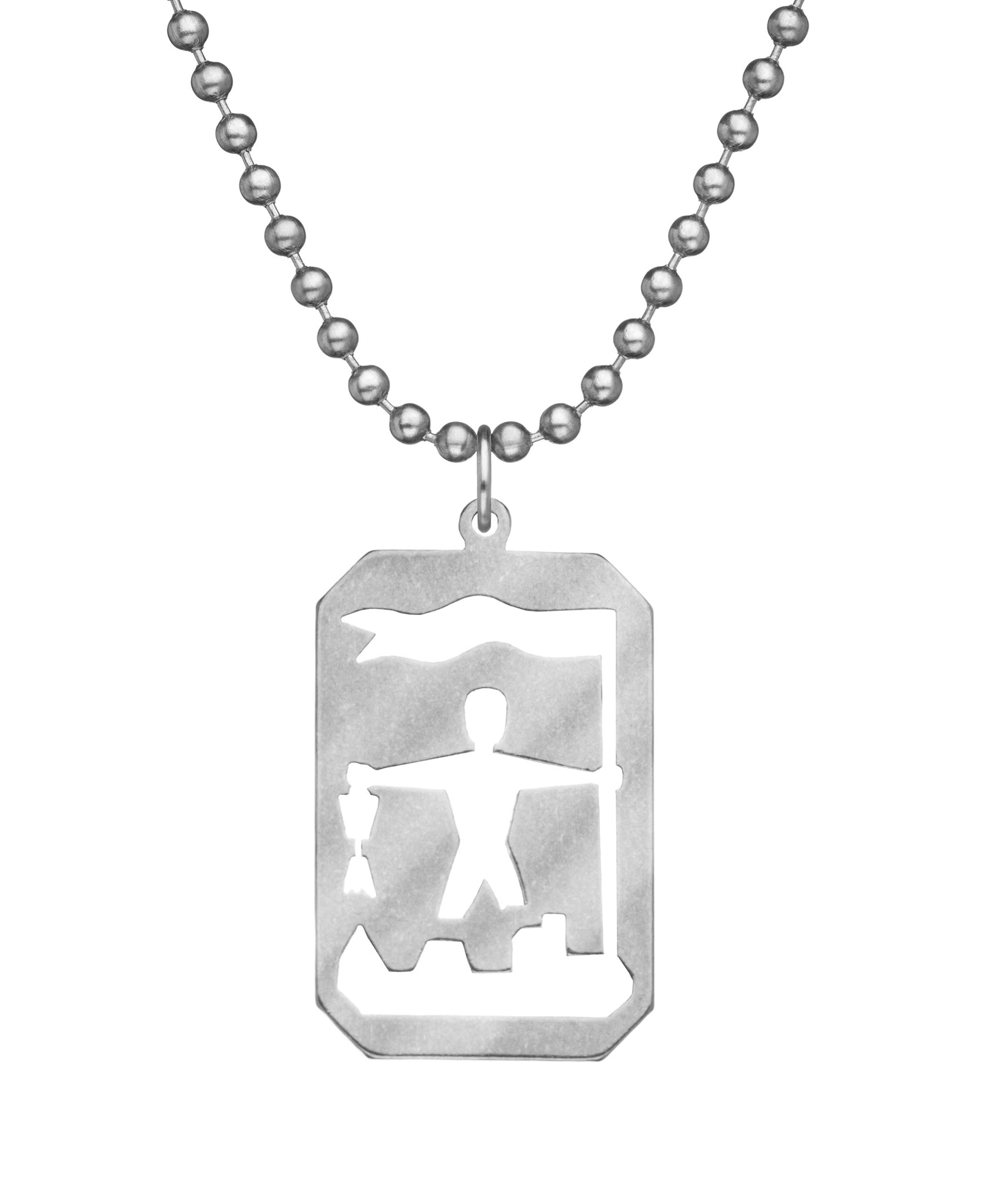 GI JEWELRY Military Issue Stainless Steel St. Florian Necklace