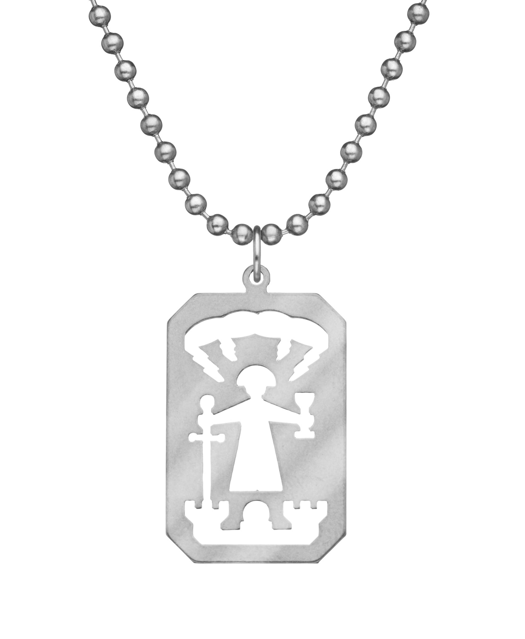 GI JEWELRY Military Issue Stainless Steel Saint Barbara Necklace