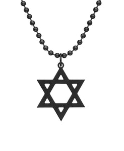 GI JEWELRY Military Issue Stainless Steel Star of David Necklace - Black
