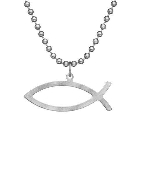 You get 12 @ $4.00 each - JEWELRY® Ichthys for Men and Women with Stainless Steel Beaded Dog Tag Chain and Pendant - Genuine U.S. Military Issue